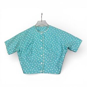 Vintage 1950s Norma Gini California Jacket S Blue Polka Dot Pinup Scalloped 40s